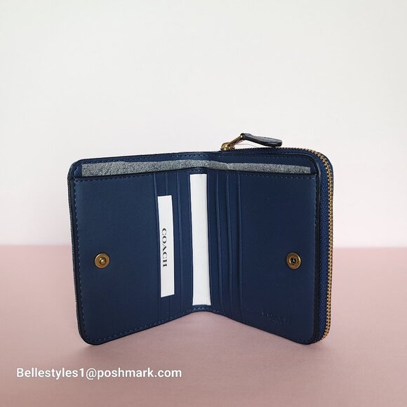 COACH Billfold Small Wallet in Denim Fabric- Deep Blue color⭐ - Picture 13 of 16